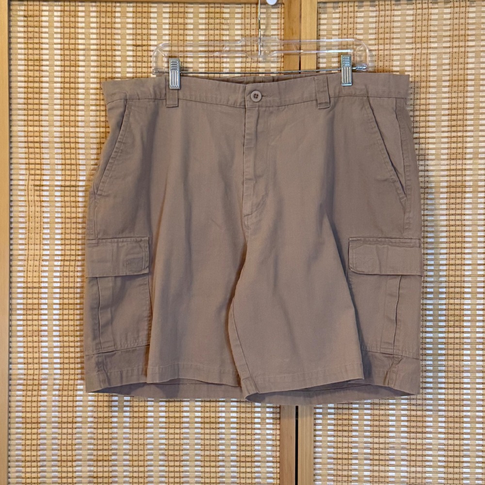 Shaver Lake Casuals Mens Tan Khaki Cotton Canvas Cargo Shorts Size 40 Activewear